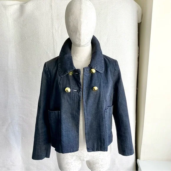 3.1 Phillip Lim M Stretch Denim Blazer Grey Black Casual Jean Jacket Spring Fall - Picture 2 of 10